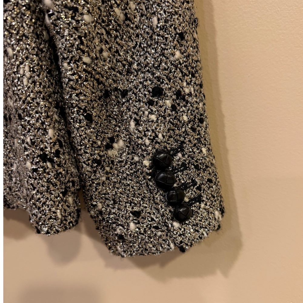 J.Crew Collection Tweed Blazer Jacket Gold Black Size 8 Holiday Party Statement - Picture 5 of 7